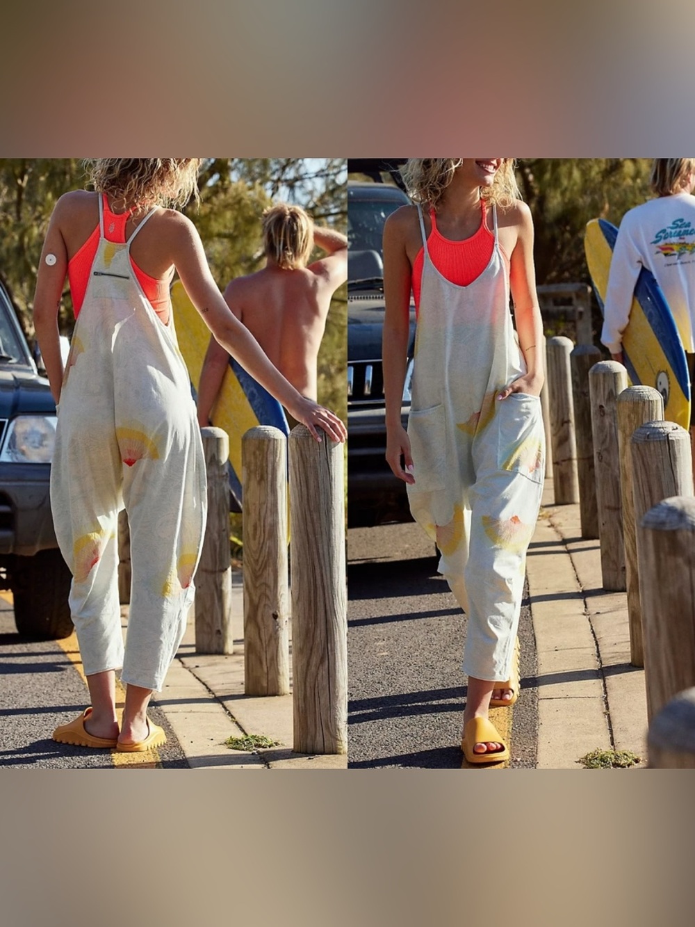 NWOT Free People FP Movement Hot Shot Printed Onesie - Oceanic Combo - Large